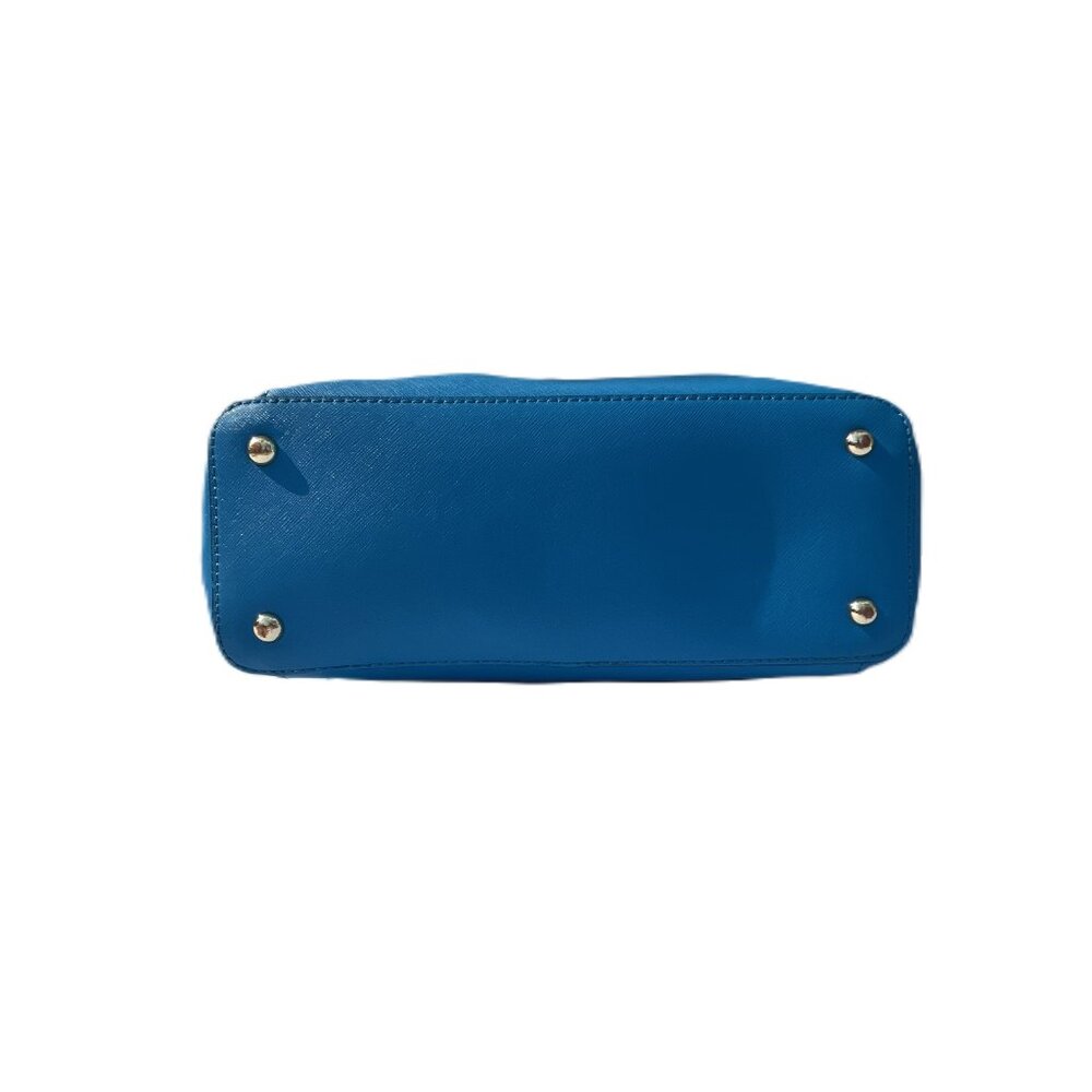 Michael Kors Blue Leather Shoulder Bag with Gold Hardware - Picture 9 of 13